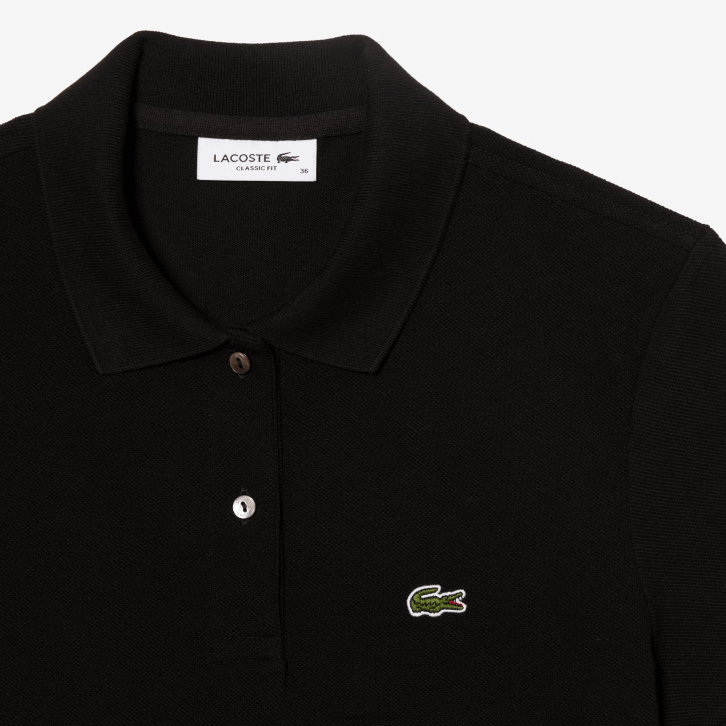 mulheres Lacoste preto 031 polo petit piquet de algodão macio de ajuste regular 08D02364