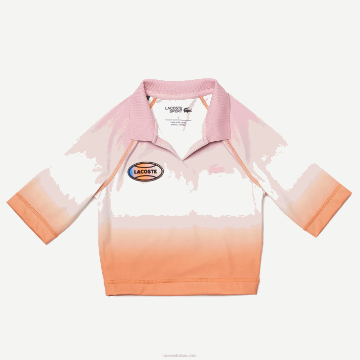 mulheres Lacoste rosa branco laranja dfk mochila esportiva de verão polo curta gradiente e stretch 08D02499