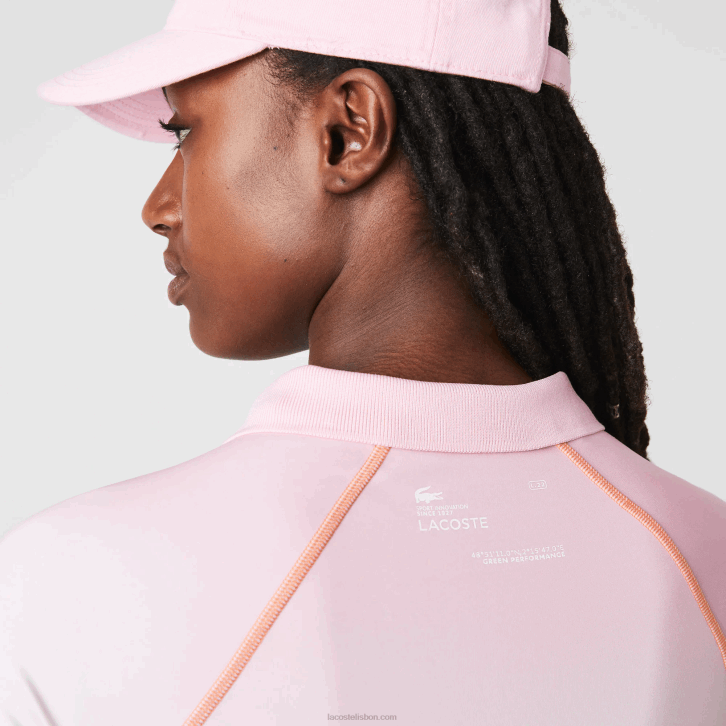 mulheres Lacoste rosa branco laranja dfk mochila esportiva de verão polo curta gradiente e stretch 08D02499