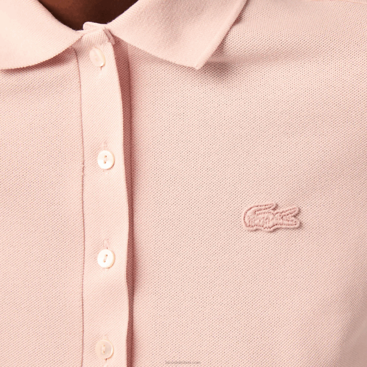 mulheres Lacoste rosa claro polo piquê de algodão elástico slim fit 08D02508