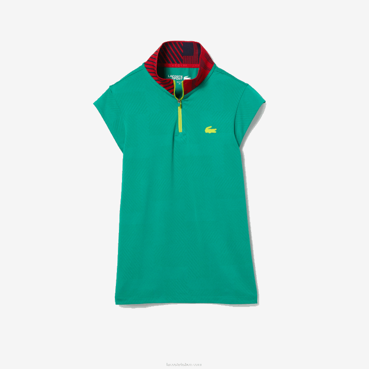 mulheres Lacoste verde azul marinho vermelho sr9 polo de tênis gola alta com zíper esportivo 08D02500