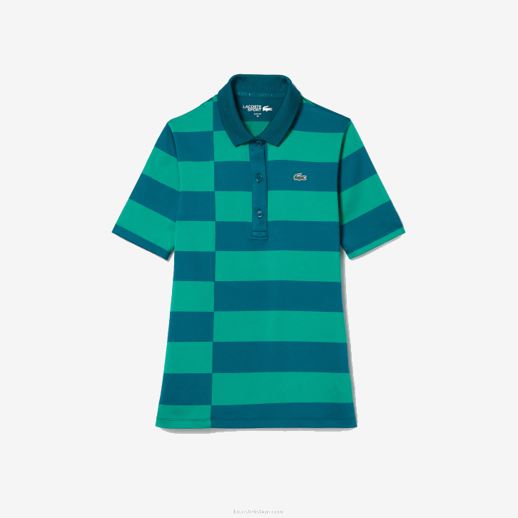mulheres Lacoste verde kxd suéter de golfe de jérsei listrado esportivo 08D02489
