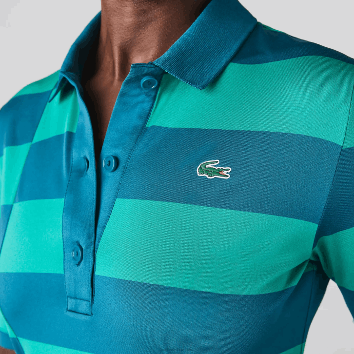 mulheres Lacoste verde kxd suéter de golfe de jérsei listrado esportivo 08D02489