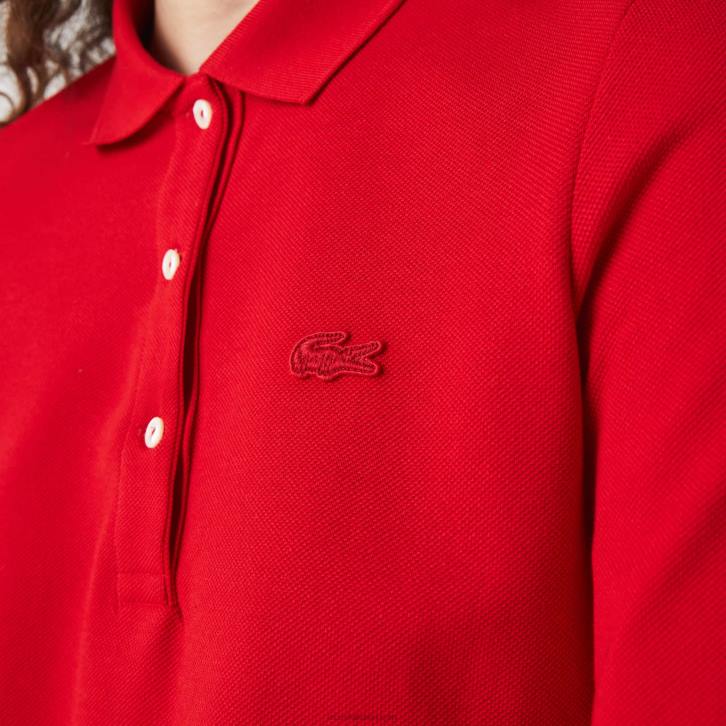 mulheres Lacoste vermelho 240 polo de algodão flexível slim fit 08D02516