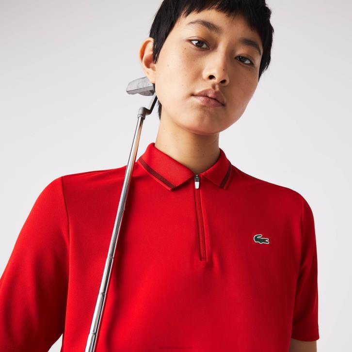 mulheres Lacoste vermelho bordeaux z50 polo de golfe com gola esportiva 08D02465