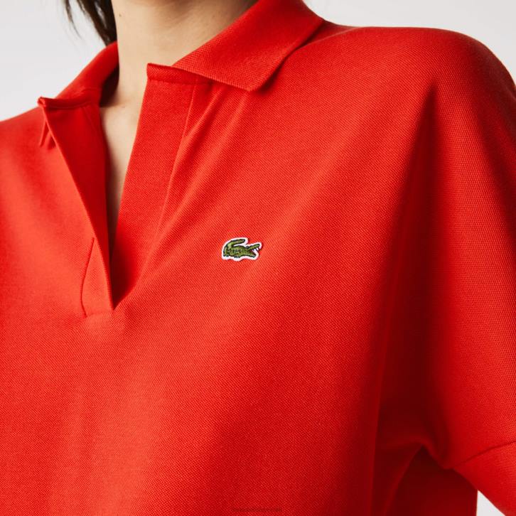 mulheres Lacoste vermelho f8m polo em piquê solto e esvoaçante 08D02464