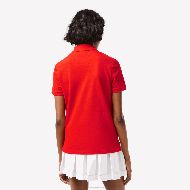 mulheres Lacoste vermelho s5h polo petit piquet de algodão macio de ajuste regular 08D02502