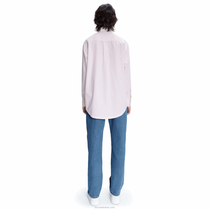 mulheresbranco rosa m5u lacoste x a.p.c. camisa de algodão listrada 08D02660