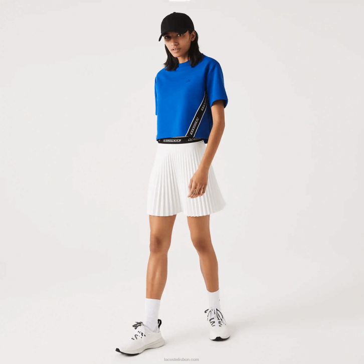 mulheres Lacoste azul k1q camiseta de bandas estampada folgada 08D02546