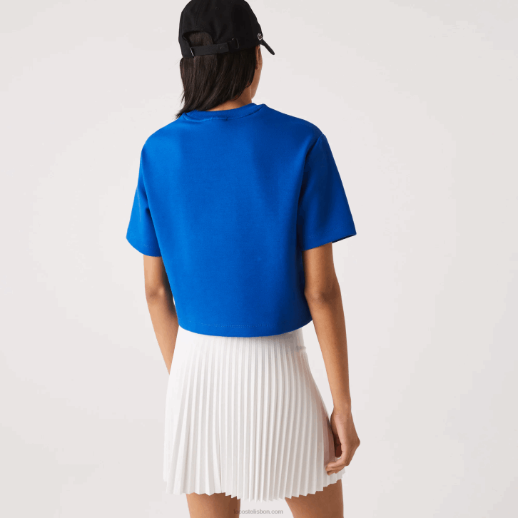 mulheres Lacoste azul k1q camiseta de bandas estampada folgada 08D02546
