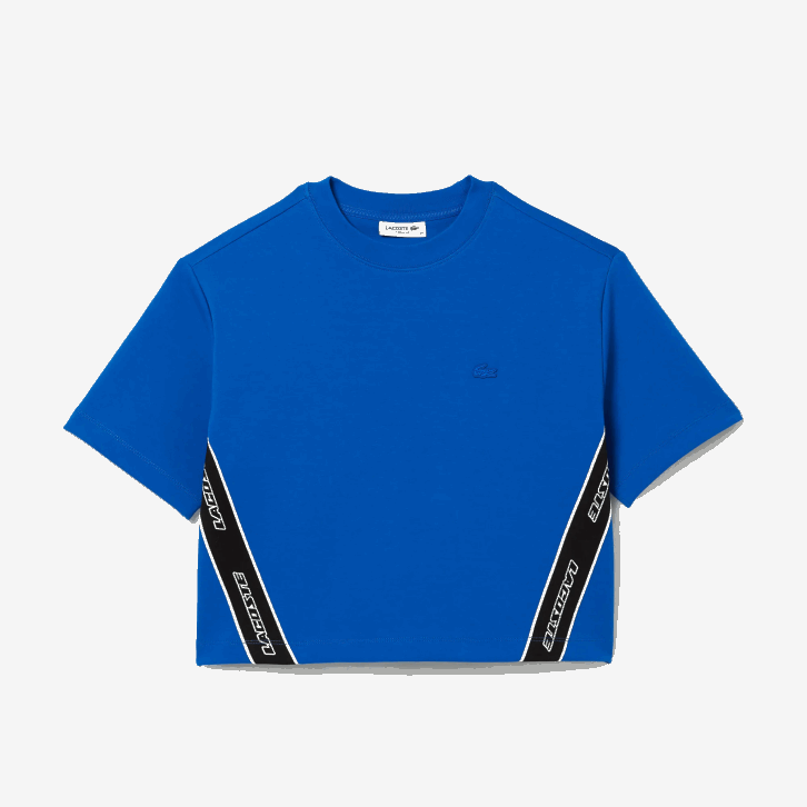 mulheres Lacoste azul k1q camiseta de bandas estampada folgada 08D02546