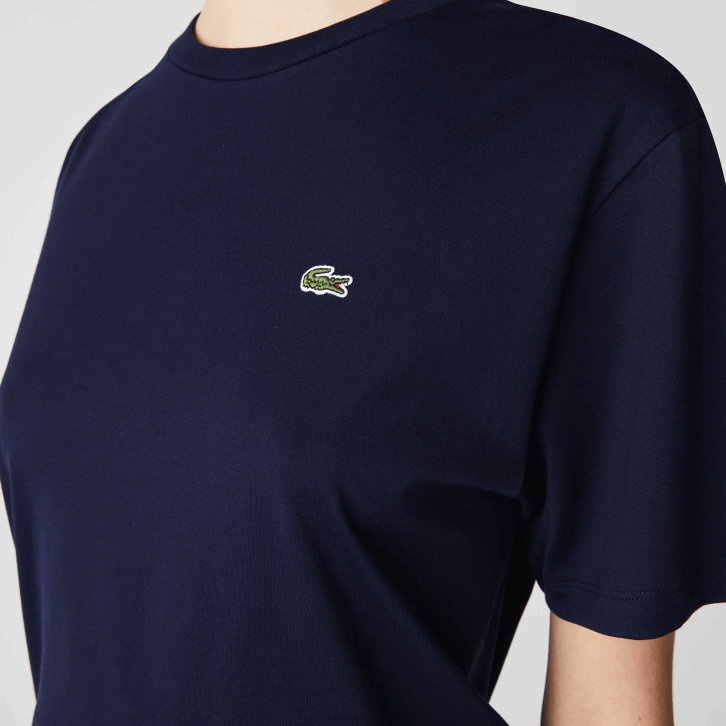mulheres Lacoste azul marinho 166 camiseta de algodão premium com gola redonda 08D02589
