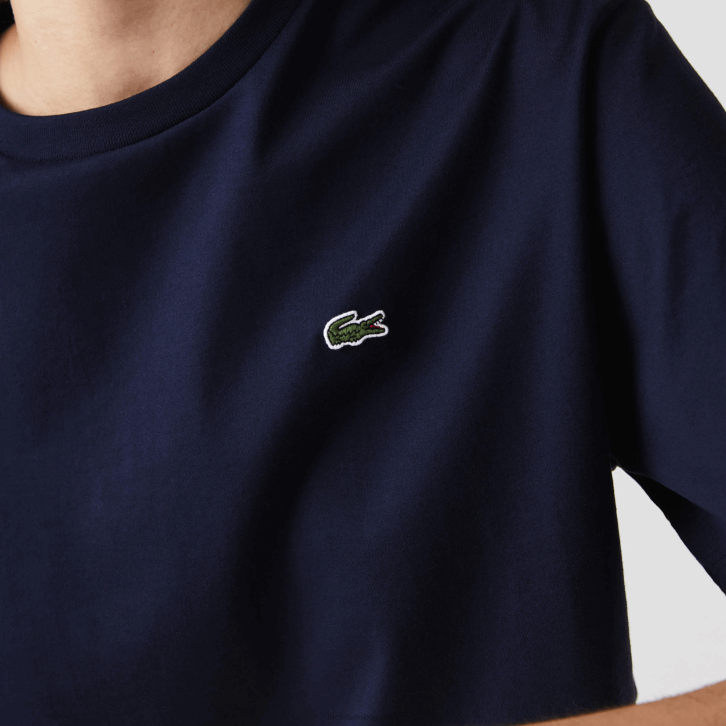 mulheres Lacoste azul marinho 166 camiseta de algodão premium com gola redonda 08D02589