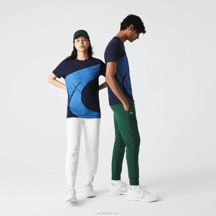 mulheres Lacoste azul marinho branco vll camiseta esportiva x theo curin com estampa 08D0944