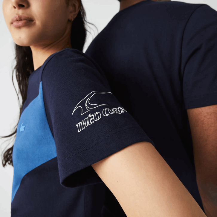 mulheres Lacoste azul marinho branco vll camiseta esportiva x theo curin com estampa 08D0944