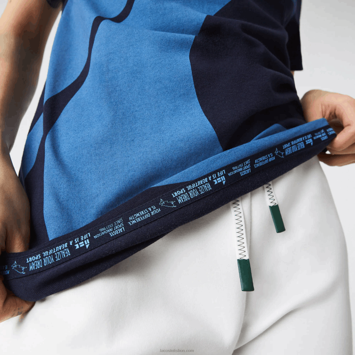 mulheres Lacoste azul marinho branco vll camiseta esportiva x theo curin com estampa 08D0944
