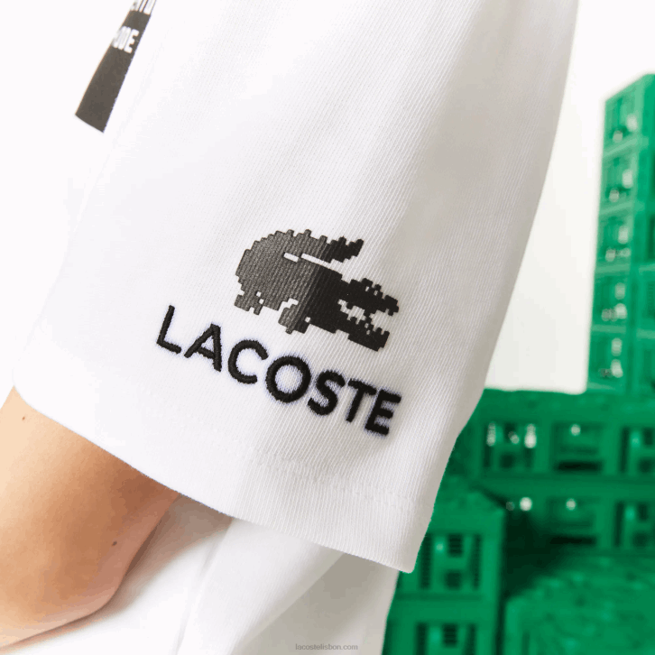 mulheres Lacoste branco 001 camiseta curta de algodão orgânico live x minecraft 08D02605