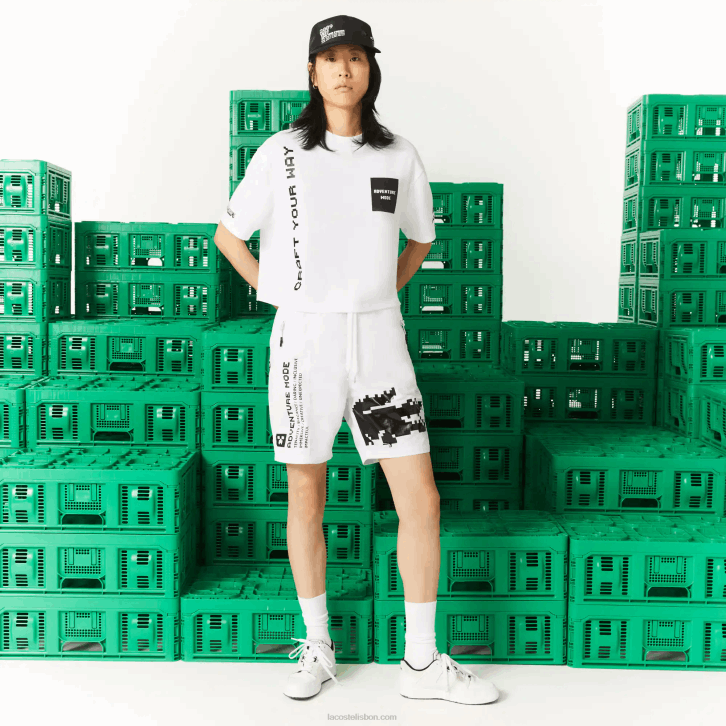 mulheres Lacoste branco 001 camiseta curta de algodão orgânico live x minecraft 08D02605