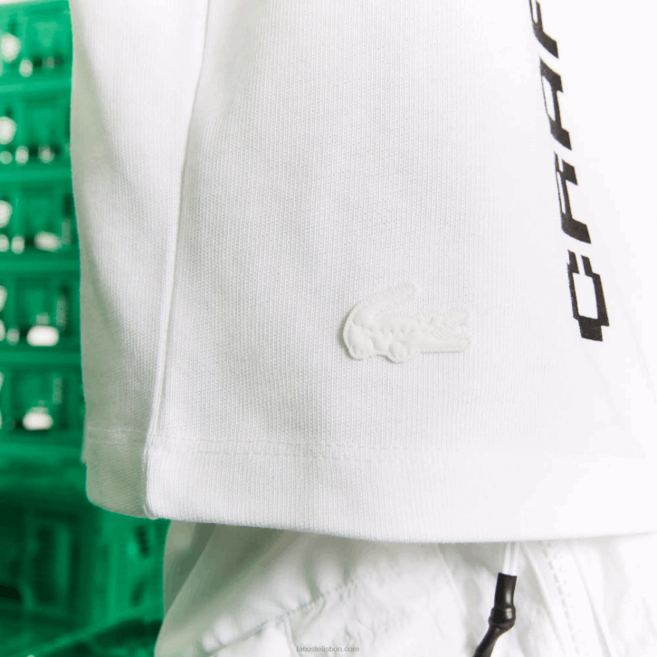 mulheres Lacoste branco 001 camiseta curta de algodão orgânico live x minecraft 08D02605