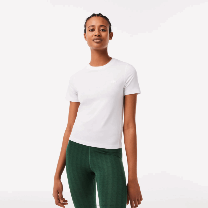 mulheres Lacoste branco 001 camiseta gola redonda mistura de algodão 08D02563