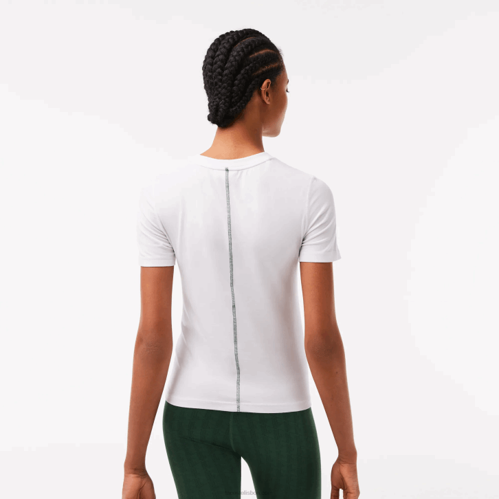 mulheres Lacoste branco 001 camiseta gola redonda mistura de algodão 08D02563