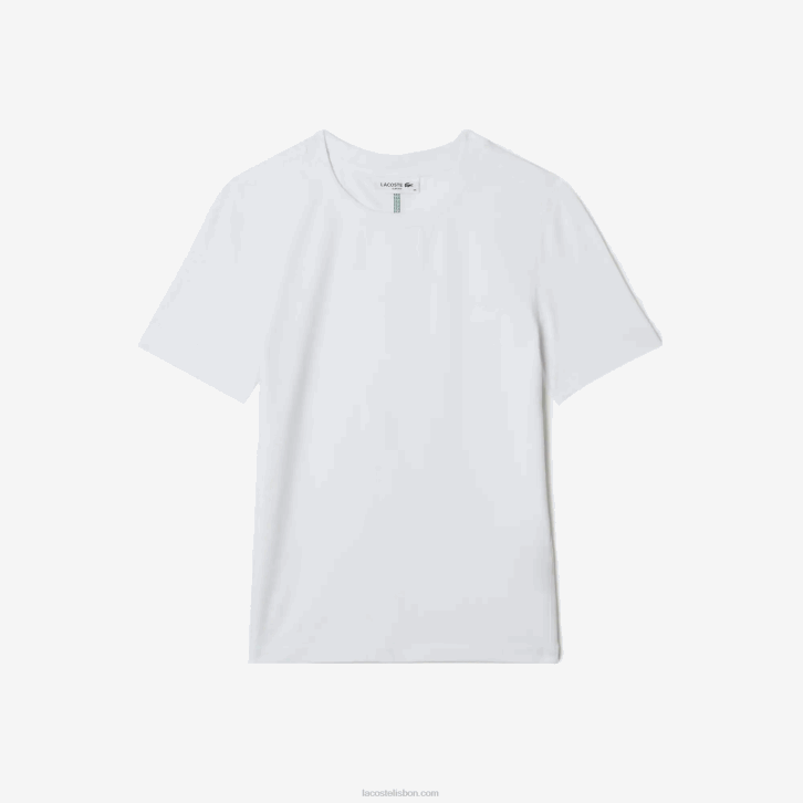 mulheres Lacoste branco 001 camiseta gola redonda mistura de algodão 08D02563