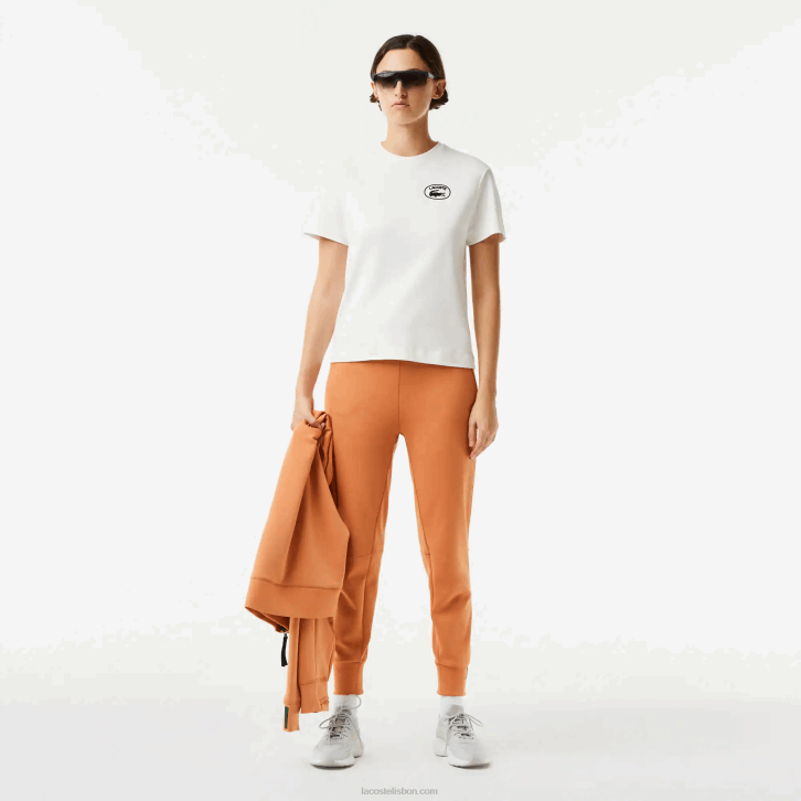 mulheres Lacoste branco 70v camiseta de algodão orgânico de ajuste solto 08D02609