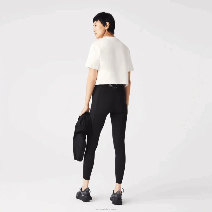 mulheres Lacoste branco 70v camiseta de bandas estampada folgada 08D02547