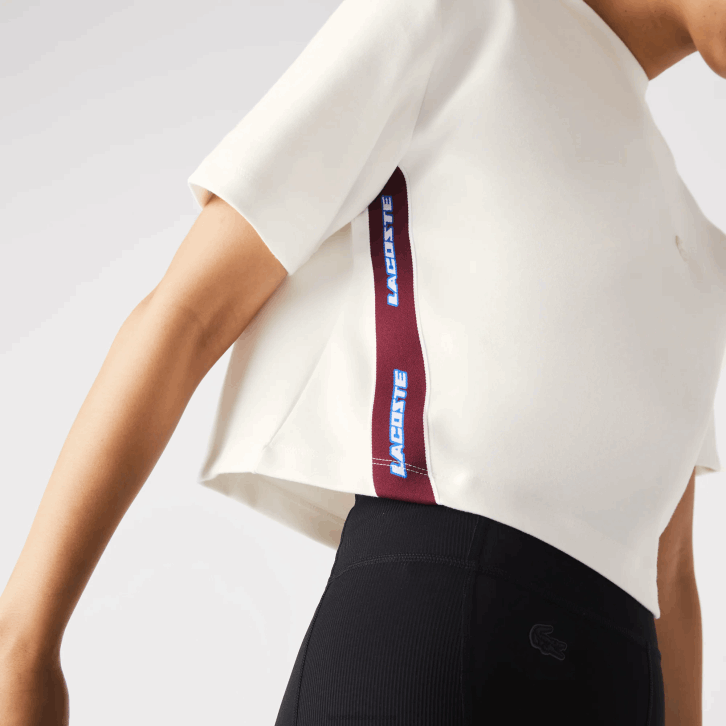 mulheres Lacoste branco 70v camiseta de bandas estampada folgada 08D02547