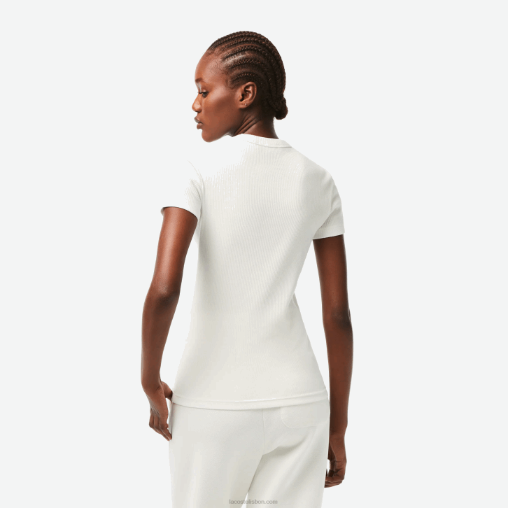 mulheres Lacoste branco 70v camiseta slim fit de algodão orgânico 08D02384
