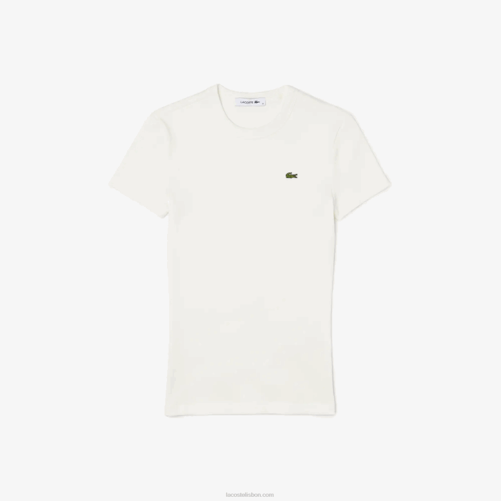 mulheres Lacoste branco 70v camiseta slim fit de algodão orgânico 08D02384