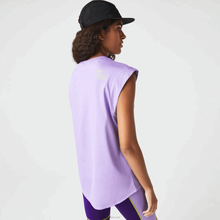 mulheres Lacoste gfu roxo camiseta esportiva coordenada de marca de ajuste solto 08D02557