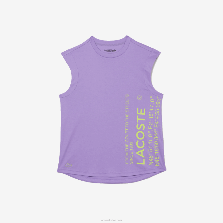 mulheres Lacoste gfu roxo camiseta esportiva coordenada de marca de ajuste solto 08D02557