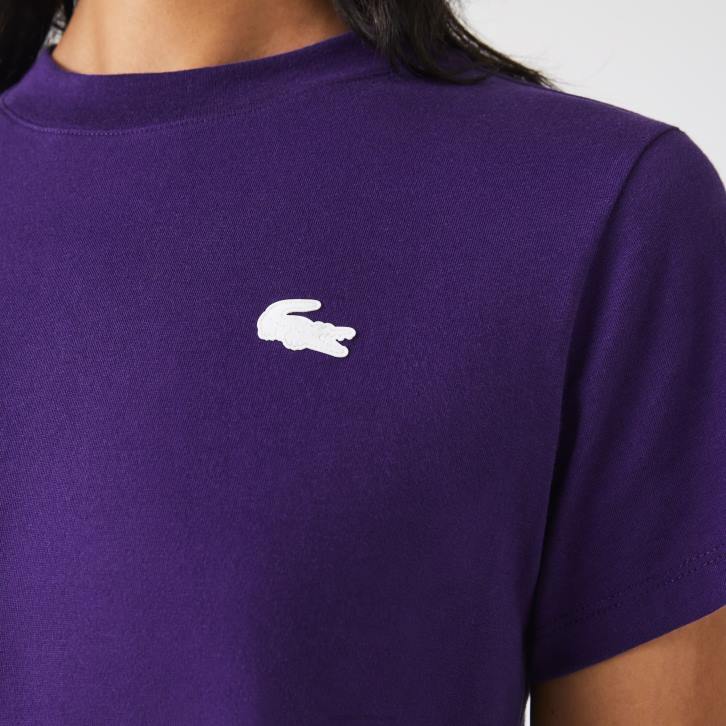 mulheres Lacoste pfn roxo camiseta esportiva de jérsei de algodão orgânico 08D02545