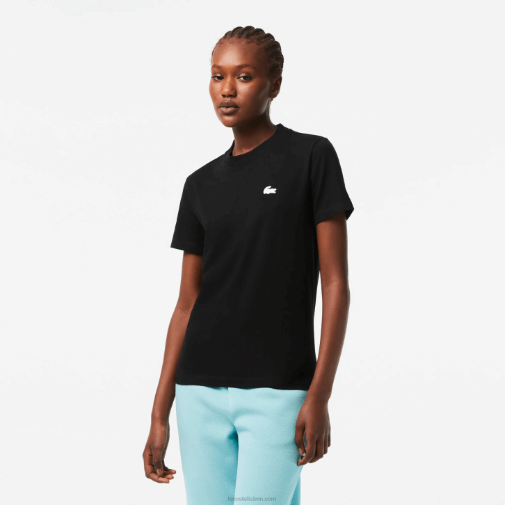 mulheres Lacoste preto 031 camiseta esportiva de jérsei de algodão orgânico 08D02542
