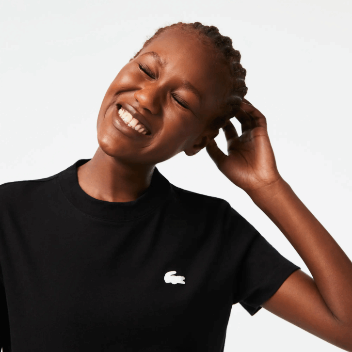 mulheres Lacoste preto 031 camiseta esportiva de jérsei de algodão orgânico 08D02542