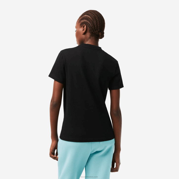 mulheres Lacoste preto 031 camiseta esportiva de jérsei de algodão orgânico 08D02542