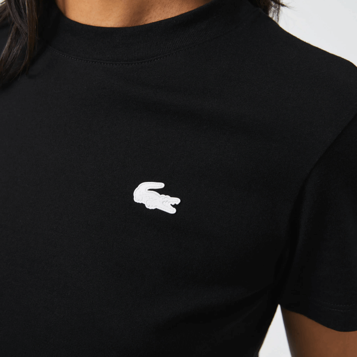mulheres Lacoste preto 031 camiseta esportiva de jérsei de algodão orgânico 08D02542