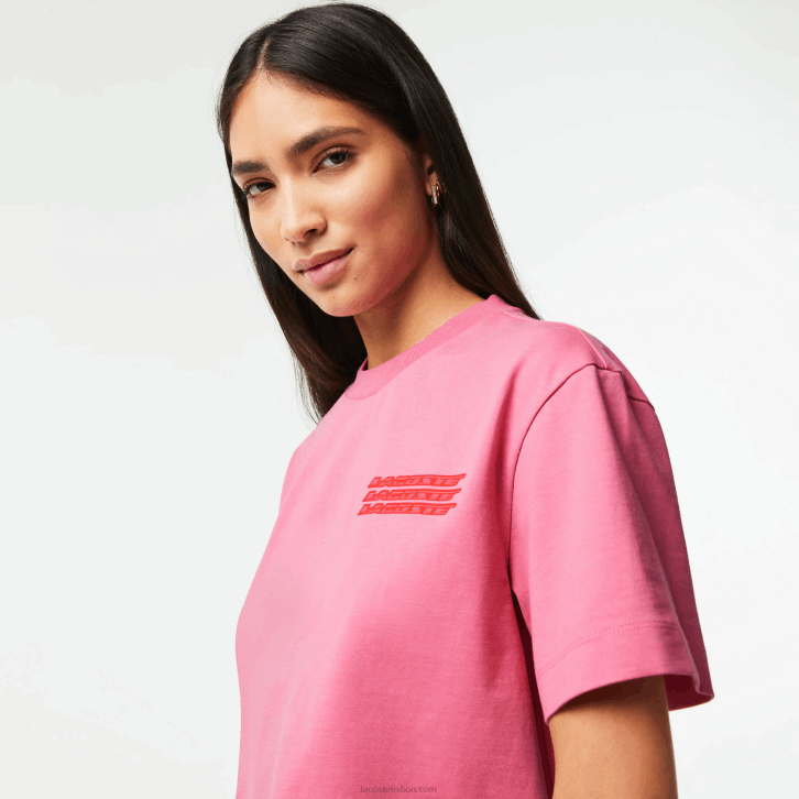 mulheres Lacoste rosa 2r3 camiseta oversized em jersey de algodão 08D02428