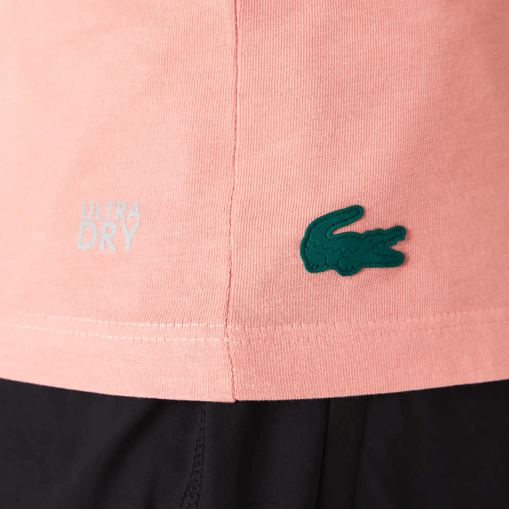 mulheres Lacoste rosa branco verde qzc camiseta esportiva respirável com padrão houndstooth 08D02596