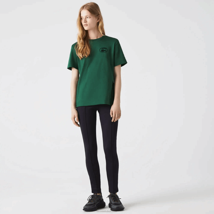 mulheres Lacoste verde 132 camiseta de algodão orgânico de ajuste solto 08D02608