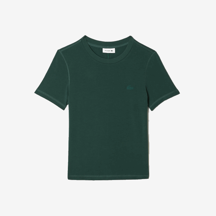 mulheres Lacoste verde 5hx camiseta gola redonda mistura de algodão 08D02565