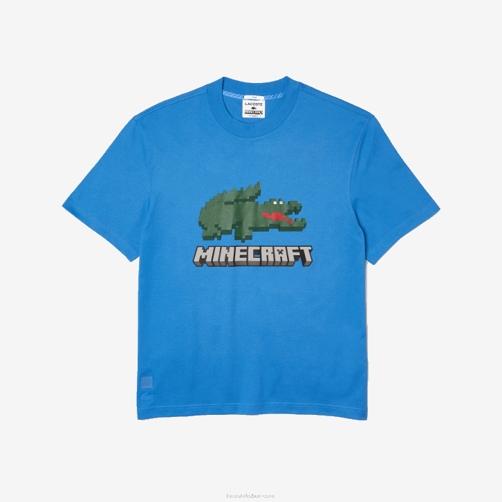 mulheresazul l99 camiseta de algodão orgânico com estampa lacoste x minecraft 08D0881