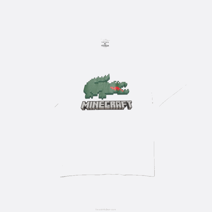 mulheresbranco 001 camiseta de algodão orgânico com estampa lacoste x minecraft 08D0880