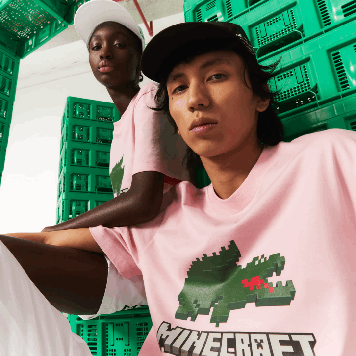 mulheresrosa 7sy camiseta de algodão orgânico com estampa lacoste x minecraft 08D0879