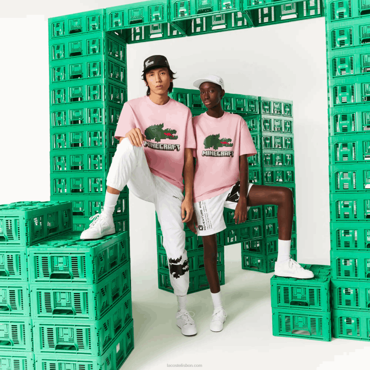 mulheresrosa 7sy camiseta de algodão orgânico com estampa lacoste x minecraft 08D0879