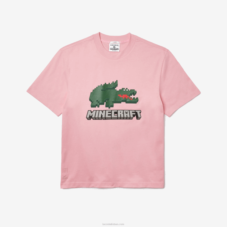 mulheresrosa 7sy camiseta de algodão orgânico com estampa lacoste x minecraft 08D0879