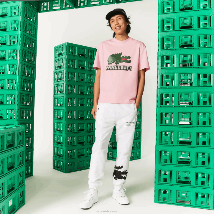 mulheresrosa 7sy camiseta de algodão orgânico com estampa lacoste x minecraft 08D0879