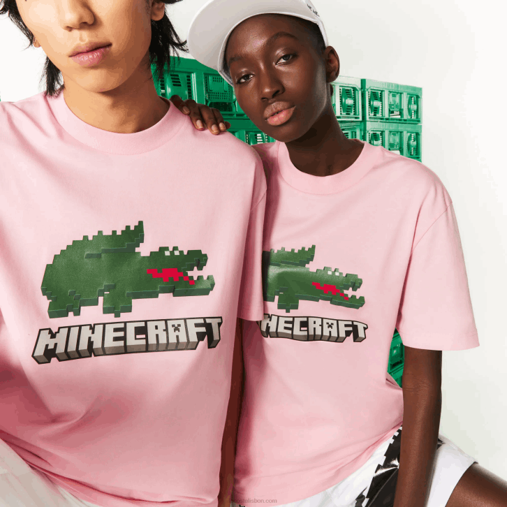 mulheresrosa 7sy camiseta de algodão orgânico com estampa lacoste x minecraft 08D0879