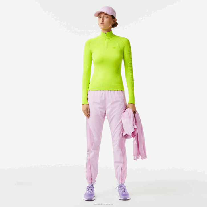 mulheres Lacoste amarelo 90v suéter com zíper 08D02645